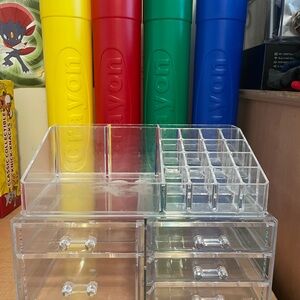 Clear Acrylic Makeup & Desk Organizer - Transparent Home Storage Set of 2